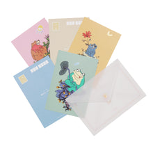 Load image into Gallery viewer, Shitaryou / Nemurenai Ookami Foil-stamped postcard wallpaper set (5 types in total, original envelope included)